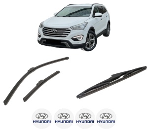 Set 3 stergatoare HYUNDAI GRAND SANTA FÉ din 2013-2018, pentru parbriz si luneta fata si spate auto, Bosch Twin-Aerotwin Retrofit, din cauciuc siliconat rezistent, 4 Stickere Auto HYUNDAI - Img 2