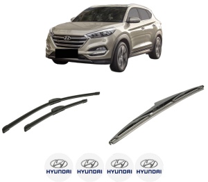 Set 3 stergatoare HYUNDAI TUCSON (TL, TLE) din 2015-2023, pentru parbriz si luneta fata si spate auto, Bosch Twin-Aerotwin Retrofit, din cauciuc siliconat rezistent, 4 Stickere Auto HYUNDAI - Img 2
