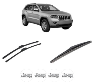 Set 3 stergatoare JEEP GRAND CHEROKEE IV (WK, WK2) din 2010-2017, pentru parbriz si luneta fata si spate auto, Bosch Twin-Aerotwin Retrofit, din cauciuc siliconat rezistent, 4 Stickere Auto JEEP - Img 2