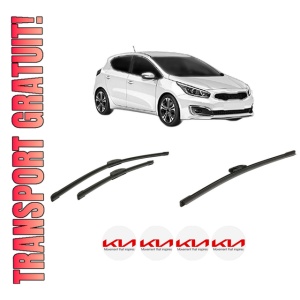 Set 3 stergatoare KIA CEED (CD) din 2018-2021, pentru parbriz si luneta fata si spate auto, Bosch Aerotwin-Aerotwin Retrofit, din cauciuc siliconat rezistent, 4 Stickere Auto KIA