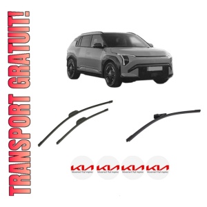 Set 3 stergatoare KIA EV3 din 2024, pentru parbriz si luneta fata si spate auto, Bosch Aerotwin-Aerotwin Retrofit, din cauciuc siliconat rezistent, 4 Stickere Auto KIA