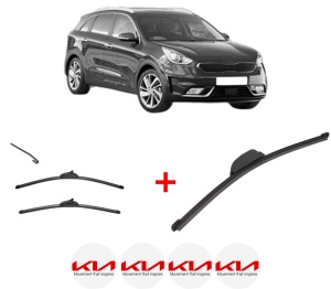 Set 3 stergatoare KIA NIRO I (DE) din 2016 - 2022, pentru parbriz si luneta fata si spate auto, Valeo Silencio, din cauciuc siliconat rezistent, 4 Stickere Auto KIA v11849