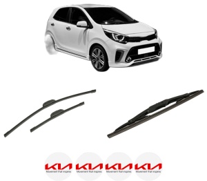 Set 3 stergatoare KIA PICANTO III (JA) din 2017-2024, pentru parbriz si luneta fata si spate auto, Bosch Twin-Aerotwin Retrofit, din cauciuc siliconat rezistent, 4 Stickere Auto KIA - Img 2