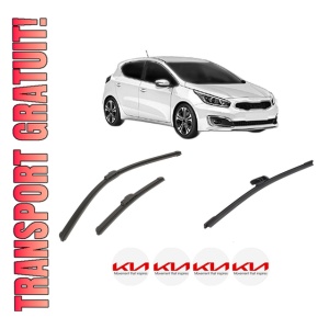 Set 3 stergatoare KIA PRO CEE'D Hatchback Van (JD) din 2015-2018, pentru parbriz si luneta fata si spate auto, Bosch Aerotwin-Aerotwin Retrofit, din cauciuc siliconat rezistent, 4 Stickere Auto KIA
