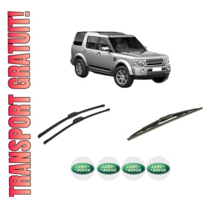 Set 3 stergatoare LAND ROVER DISCOVERY IV (L319) din 2009-2018, pentru parbriz si luneta fata si spate auto, Bosch Twin-Aerotwin Retrofit, din cauciuc siliconat rezistent, 4 Stickere Auto LAND ROVER