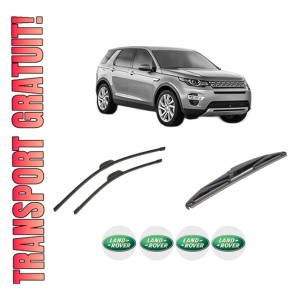 Set 3 stergatoare LAND ROVER DISCOVERY SPORT (L550) din 2014-2022, pentru parbriz si luneta fata si spate auto, Bosch Twin-Aerotwin Retrofit, din cauciuc siliconat rezistent, 4 Stickere Auto LAND ROVER