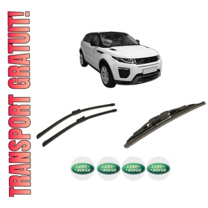 Set 3 stergatoare LAND ROVER RANGE ROVER EVOQUE VAN (L538) din 2013-2019, pentru parbriz si luneta fata si spate auto, Bosch Twin-Aerotwin, din cauciuc siliconat rezistent, 4 Stickere Auto LAND ROVER