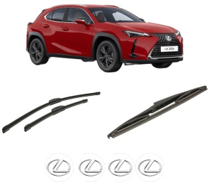 Set 3 stergatoare LEXUS UX (_AA1_, _AH1_, _MA1_) din 2018-2024, pentru parbriz si luneta fata si spate auto, Bosch Twin-Aerotwin Retrofit, din cauciuc siliconat rezistent, 4 Stickere Auto LEXUS - Img 2