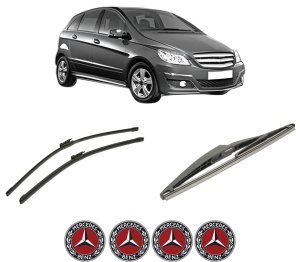 Set 3 stergatoare MERCEDES-BENZ B-CLASS Sports Tourer (W245) din 2005-2011, pentru parbriz si luneta fata si spate auto, Bosch Twin-Aerotwin, din cauciuc siliconat rezistent, 4 Stickere Auto MERCEDES-BENZ - Img 2