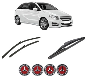 Set 3 stergatoare MERCEDES-BENZ B-CLASS Sports Tourer (W246, W242) din 2011-2018, pentru parbriz si luneta fata si spate auto, Bosch Twin-Aerotwin, din cauciuc siliconat rezistent, 4 Stickere Auto MERCEDES-BENZ - Img 2