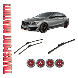 Set 3 stergatoare MERCEDES-BENZ CLA Shooting Brake (X117) din 2015-2019, pentru parbriz si luneta fata si spate auto, Bosch Aerotwin-Aerotwin Multi, din cauciuc siliconat rezistent, 4 Stickere Auto MERCEDES-BENZ