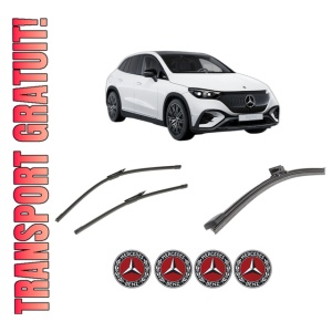 Set 3 stergatoare MERCEDES-BENZ EQE SUV (X294) din 2022-2023, pentru parbriz si luneta fata si spate auto, Bosch Aerotwin-Aerotwin, din cauciuc siliconat rezistent, 4 Stickere Auto MERCEDES-BENZ