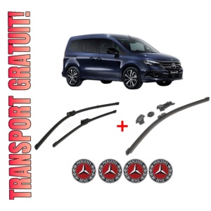 Set 3 stergatoare MERCEDES-BENZ EQT (W420) din 2023, pentru parbriz si luneta fata si spate auto, Valeo HydroConnect, din cauciuc siliconat rezistent, 4 Stickere Auto MERCEDES-BENZ