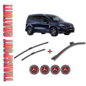 Set 3 stergatoare MERCEDES-BENZ EQT (W420) din 2023, pentru parbriz si luneta fata si spate auto, Bosch Aerotwin, din cauciuc siliconat rezistent, 4 Stickere Auto MERCEDES-BENZ
