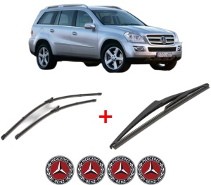 Set 3 stergatoare MERCEDES-BENZ GL-CLASS (X164) din 2006 - 2012, pentru parbriz si luneta fata si spate auto, Valeo Silencio, din cauciuc siliconat rezistent, 4 Stickere Auto MERCEDES-BENZ v14494