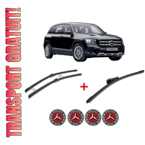 Set 3 stergatoare MERCEDES-BENZ GLB (X247) din 2019 - 2023, pentru parbriz si luneta fata si spate auto, Bosch Aerotwin, din cauciuc siliconat rezistent, 4 Stickere Auto MERCEDES-BENZ