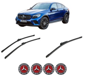 Set 3 stergatoare MERCEDES-BENZ GLC Coupe (C253) din 2016-2019, pentru parbriz si luneta fata si spate auto, Bosch Aerotwin-Aerotwin, din cauciuc siliconat rezistent, 4 Stickere Auto MERCEDES-BENZ - Img 2