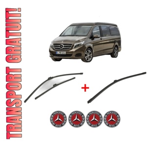 Set 3 stergatoare MERCEDES-BENZ MARCO POLO Camper (W447) din 2015 - 2020, pentru parbriz si luneta fata si spate auto, Bosch Aerotwin, din cauciuc siliconat rezistent, 4 Stickere Auto MERCEDES-BENZ