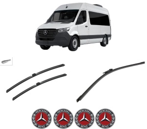 Set 3 stergatoare MERCEDES-BENZ SPRINTER 3,5-t Tourer Bus (B907) din 2021, pentru parbriz si luneta fata si spate auto, Bosch Aerotwin-Aerotwin, din cauciuc siliconat rezistent, 4 Stickere Auto MERCEDES-BENZ - Img 2