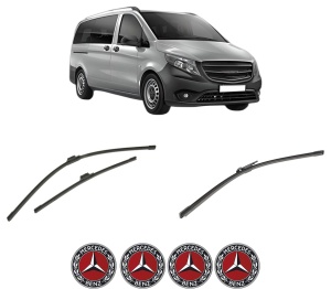 Set 3 stergatoare MERCEDES-BENZ VITO Tourer (W447) din 2014-2021, pentru parbriz si luneta fata si spate auto, Bosch Aerotwin-Aerotwin, din cauciuc siliconat rezistent, 4 Stickere Auto MERCEDES-BENZ - Img 2