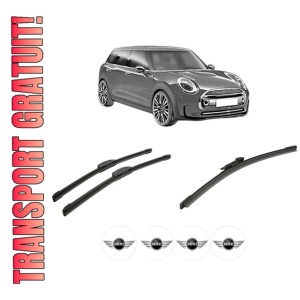 Set 3 stergatoare MINI MINI CLUBMAN (R55) din 2007-2014, pentru parbriz si luneta fata si spate auto, Bosch Aerotwin-Aerotwin Retrofit, din cauciuc siliconat rezistent, 4 Stickere Auto MINI