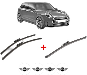 Set 3 stergatoare MINI MINI CLUBMAN (R55) din 2007 - 2014, pentru parbriz si luneta fata si spate auto, Valeo Silencio Xtrm, din cauciuc siliconat rezistent, 4 Stickere Auto MINI v12874