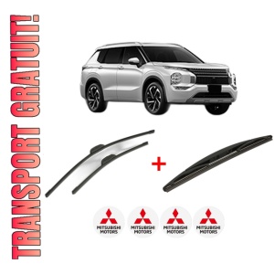 Set 3 stergatoare MITSUBISHI OUTLANDER IV (GM_W, GG_W, DG) din 2021, pentru parbriz si luneta fata si spate auto, Bosch Twin, din cauciuc siliconat rezistent, 4 Stickere Auto MITSUBISHI