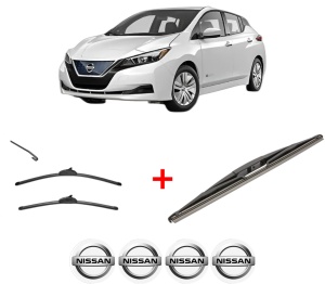 Set 3 stergatoare NISSAN LEAF (ZE1) din 2017, pentru parbriz si luneta fata si spate auto, Valeo Silencio, din cauciuc siliconat rezistent, 4 Stickere Auto NISSAN v13894