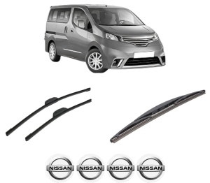 Set 3 stergatoare NISSAN NV200 / EVALIA Bus din 2010-2014, pentru parbriz si luneta fata si spate auto, Bosch Twin-Aerotwin Retrofit, din cauciuc siliconat rezistent, 4 Stickere Auto NISSAN - Img 2