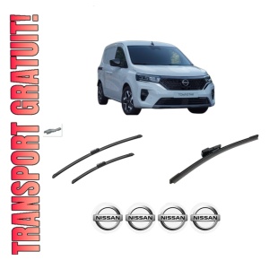 Set 3 stergatoare NISSAN TOWNSTAR MPV (XFK) din 2021-2022, pentru parbriz si luneta fata si spate auto, Bosch Aerotwin-Aerotwin, din cauciuc siliconat rezistent, 4 Stickere Auto NISSAN