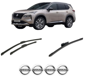 Set 3 stergatoare NISSAN X-TRAIL IV (T33) din 2022-2024, pentru parbriz si luneta fata si spate auto, Bosch Aerotwin-Aerotwin Retrofit, din cauciuc siliconat rezistent, 4 Stickere Auto NISSAN - Img 2