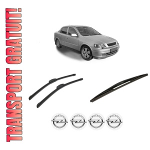 Set 3 stergatoare OPEL ASTRA G CLASSIC Saloon (T98) din 2004-2009, pentru parbriz si luneta fata si spate auto, Bosch Twin-Aerotwin Retrofit, din cauciuc siliconat rezistent, 4 Stickere Auto OPEL