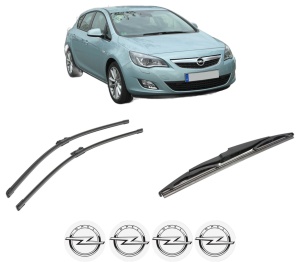 Set 3 stergatoare OPEL ASTRA J (P10) din 2009-2015, pentru parbriz si luneta fata si spate auto, Bosch Twin-Aerotwin, din cauciuc siliconat rezistent, 4 Stickere Auto OPEL - Img 2