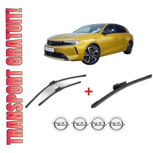 Set 3 stergatoare OPEL ASTRA L (OV5) din 2021, pentru parbriz si luneta fata si spate auto, Bosch Aerotwin, din cauciuc siliconat rezistent, 4 Stickere Auto OPEL
