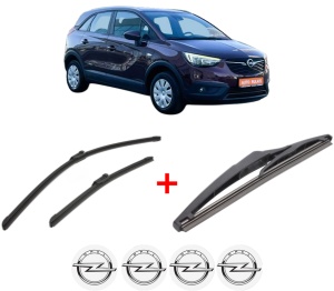 Set 3 stergatoare OPEL CROSSLAND X Van din 2018, pentru parbriz si luneta fata si spate auto, Bosch Twin, din cauciuc siliconat rezistent, 4 Stickere Auto OPEL v11429