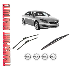 Set 3 stergatoare OPEL INSIGNIA A (G09) din 2008-2017, pentru parbriz si luneta fata si spate auto, Bosch Twin-Aerotwin, din cauciuc siliconat rezistent, 4 Stickere Auto OPEL