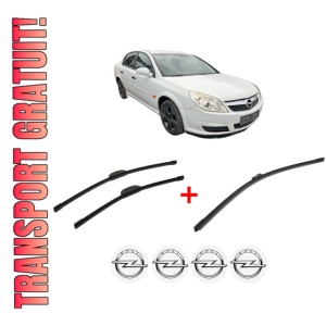 Set 3 stergatoare OPEL VECTRA C (Z02) din 2006 - 2008, pentru parbriz si luneta fata si spate auto, Bosch Aerotwin, din cauciuc siliconat rezistent, 4 Stickere Auto OPEL