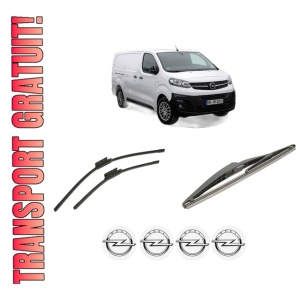 Set 3 stergatoare OPEL VIVARO C Platform Cabin (K0) din 2020-2024, pentru parbriz si luneta fata si spate auto, Bosch Twin-Aerotwin, din cauciuc siliconat rezistent, 4 Stickere Auto OPEL