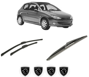Set 3 stergatoare PEUGEOT 206 Hatchback (2A/C) din 1998-2012, pentru parbriz si luneta fata si spate auto, Bosch Twin-Aerotwin Retrofit, din cauciuc siliconat rezistent, 4 Stickere Auto PEUGEOT - Img 2