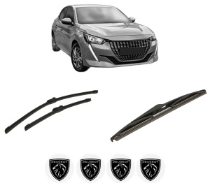 Set 3 stergatoare PEUGEOT 208 II (UB_, UP_, UW_, UJ_) din 2019-2023, pentru parbriz si luneta fata si spate auto, Bosch Twin-Aerotwin, din cauciuc siliconat rezistent, 4 Stickere Auto PEUGEOT - Img 2