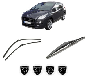 Set 3 stergatoare PEUGEOT 3008 I MPV (0U_) din 2009-2016, pentru parbriz si luneta fata si spate auto, Bosch Twin-Aerotwin, din cauciuc siliconat rezistent, 4 Stickere Auto PEUGEOT - Img 2
