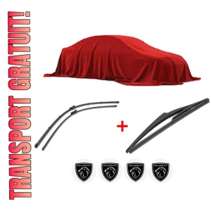 Set 3 stergatoare PEUGEOT 3008 I MPV (0U_) din 2009 - 2016, pentru parbriz si luneta fata si spate auto, Valeo Silencio, din cauciuc siliconat rezistent, 4 Stickere Auto PEUGEOT