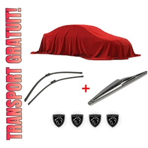 Set 3 stergatoare PEUGEOT 3008 I MPV (0U_) din 2009 - 2016, pentru parbriz si luneta fata si spate auto, Bosch Twin, din cauciuc siliconat rezistent, 4 Stickere Auto PEUGEOT