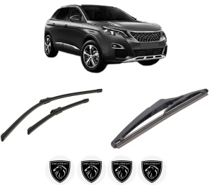 Set 3 stergatoare PEUGEOT 3008 Van (MR_, MC_, MJ_) din 2016-2018, pentru parbriz si luneta fata si spate auto, Bosch Twin-Aerotwin, din cauciuc siliconat rezistent, 4 Stickere Auto PEUGEOT - Img 2