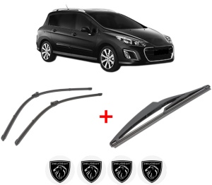 Set 3 stergatoare PEUGEOT 308 SW I Estate Van (4E_) din 2008 - 2012, pentru parbriz si luneta fata si spate auto, Valeo Silencio, din cauciuc siliconat rezistent, 4 Stickere Auto PEUGEOT v15094