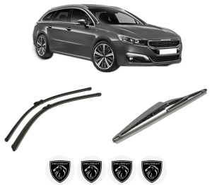 Set 3 stergatoare PEUGEOT 508 SW I (8E_) din 2010-2018, pentru parbriz si luneta fata si spate auto, Bosch Twin-Aerotwin, din cauciuc siliconat rezistent, 4 Stickere Auto PEUGEOT - Img 2