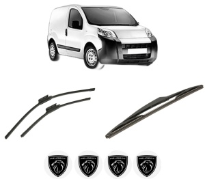 Set 3 stergatoare PEUGEOT BIPPER (AA_) din 2008-2010, pentru parbriz si luneta fata si spate auto, Bosch Twin-Aerotwin, din cauciuc siliconat rezistent, 4 Stickere Auto PEUGEOT - Img 2