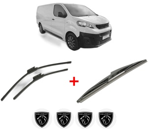 Set 3 stergatoare PEUGEOT EXPERT Van (V_) din 2016 - 2024, pentru parbriz si luneta fata si spate auto, Bosch Twin, din cauciuc siliconat rezistent, 4 Stickere Auto PEUGEOT v8015