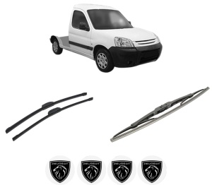 Set 3 stergatoare PEUGEOT PARTNER Platform/Chassis (5_, G_) din 1997-2008, pentru parbriz si luneta fata si spate auto, Bosch Twin-Aerotwin Retrofit, din cauciuc siliconat rezistent, 4 Stickere Auto PEUGEOT - Img 2