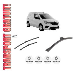 Set 3 stergatoare RENAULT KANGOO III MPV din 2021-2022, pentru parbriz si luneta fata si spate auto, Bosch Aerotwin-Aerotwin, din cauciuc siliconat rezistent, 4 Stickere Auto RENAULT